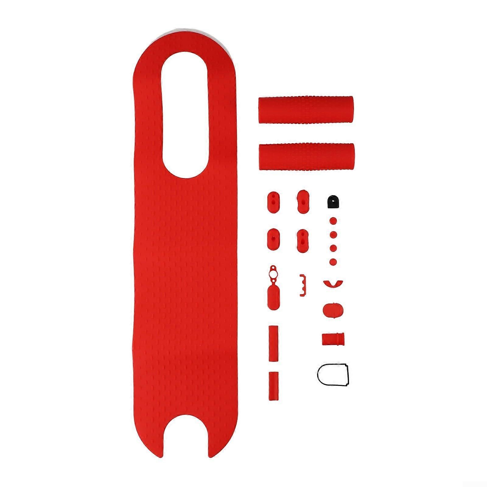 Electric Scooter Handlebar Grip And Foot Pad Set For Xiaomi M365 Red, Non-Slip, Ergonomic, Durable