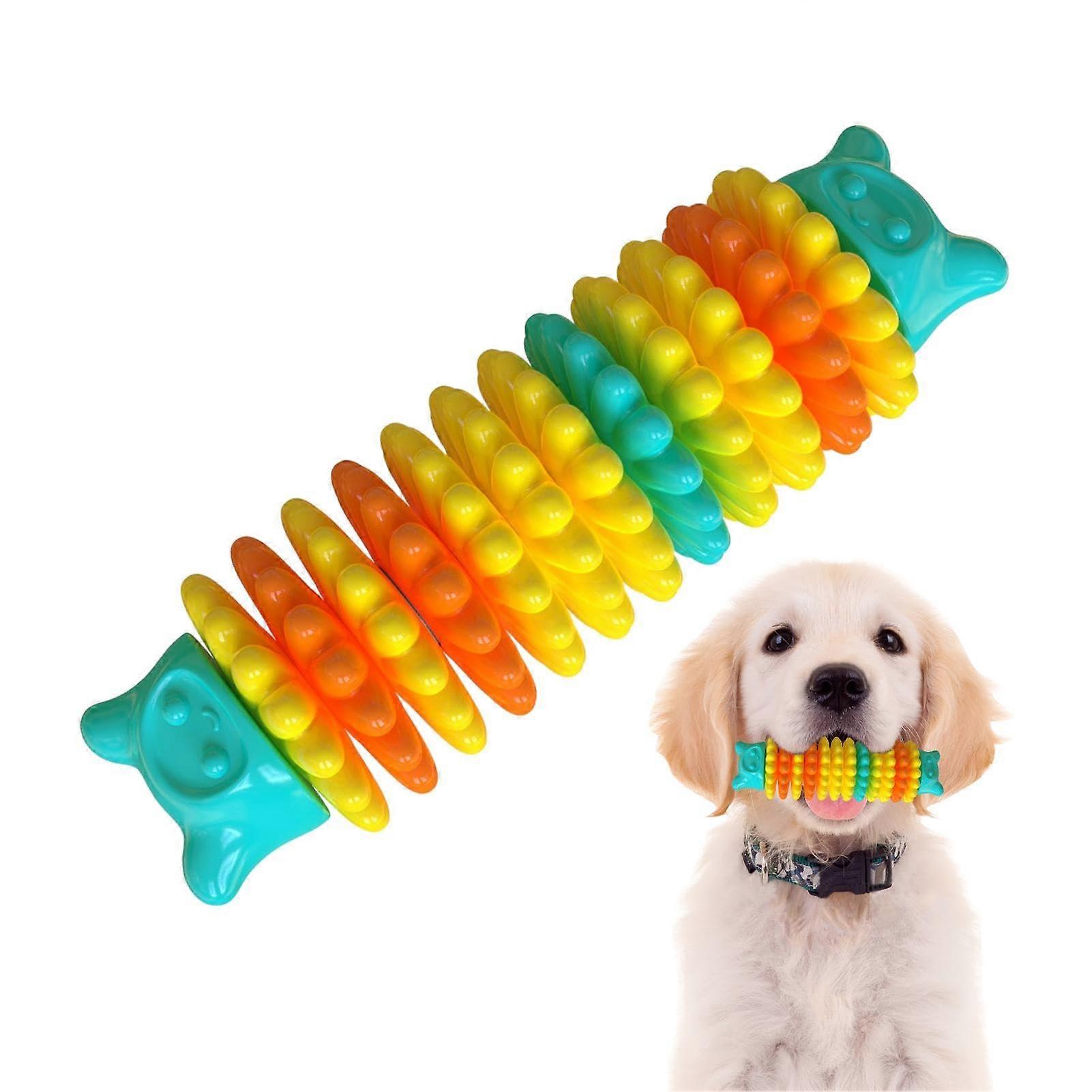 Dog Teething Toy Bite-Resistant Caterpillar Shape Slow Feeder Dog Chewing Stick Small Medium Large Dogs Blue