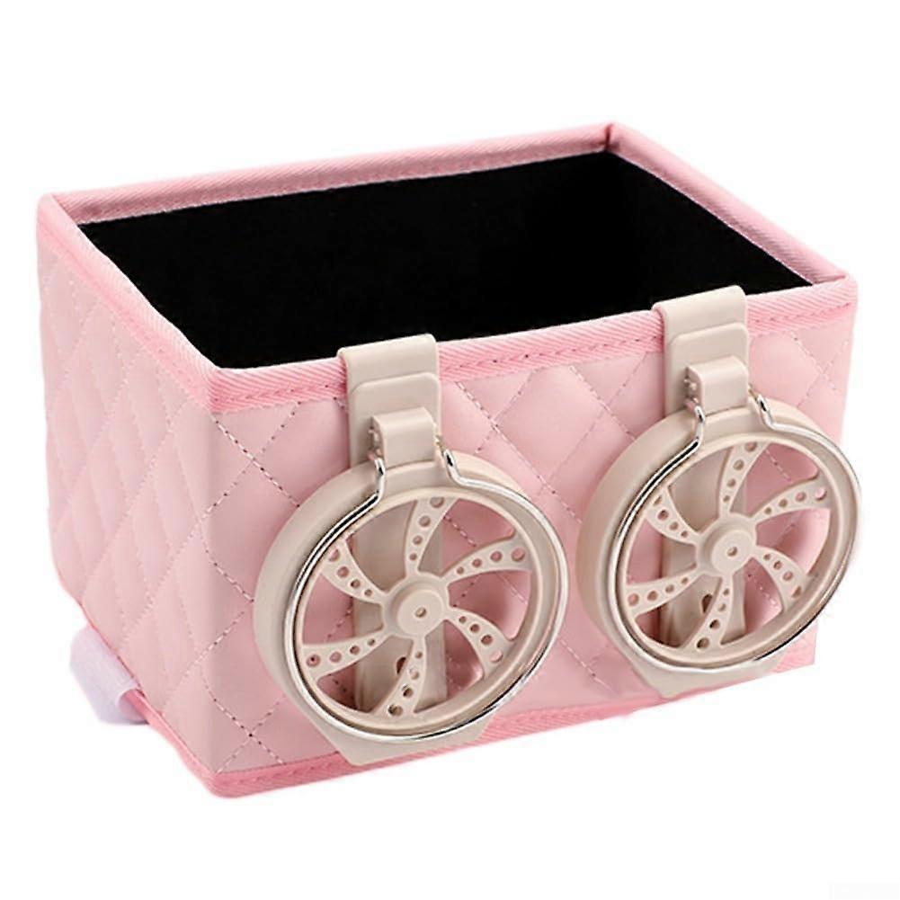Multifunctional Car Armrest Storage Box Foldable Design Water Cup Holder Tissue Storage Box (Pink)
