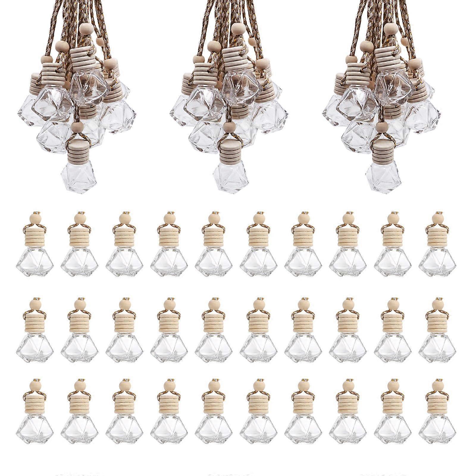 30PCS 8ml Hanging Car Air Freshener Empty Clear Glass Essential Oil Diffuser