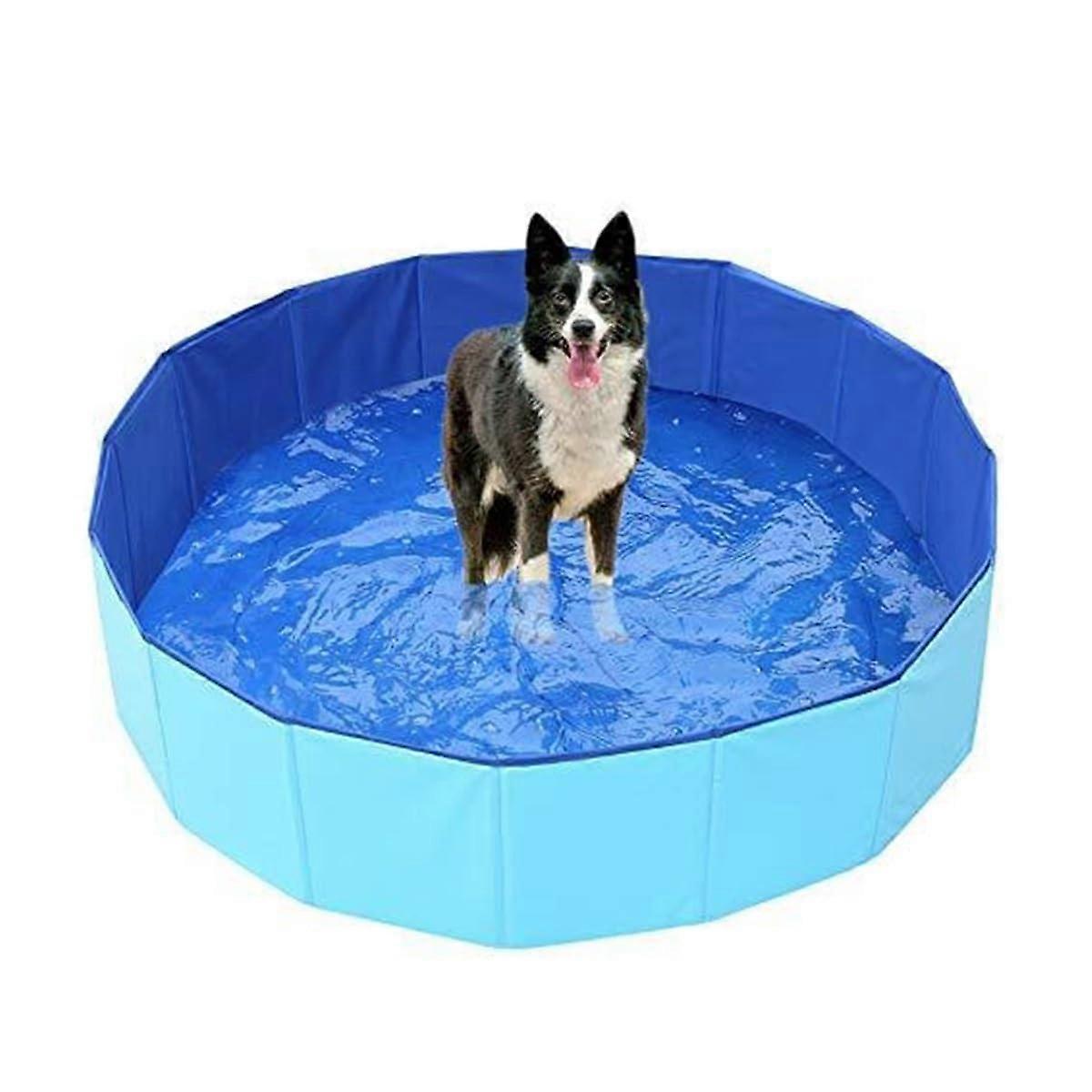 Foldable Dog Pool Pet Swimming Pool Portable PVC Pet Bathing Tub with Water Drainage for Pets Dogs Cats(62.9 * 11.8 inch) 62.9*11.8 inch