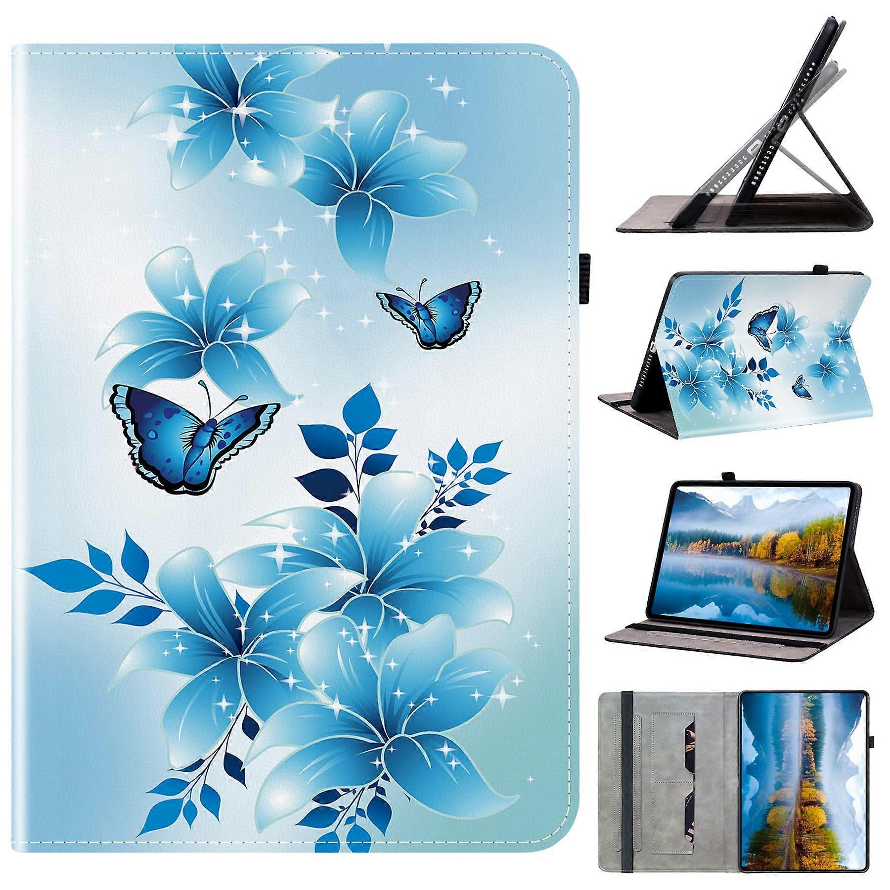 DayQiQiPu Case for Huawei MediaPad M5 Lite 10.1 Inch Leather Flip Blue Butterfly