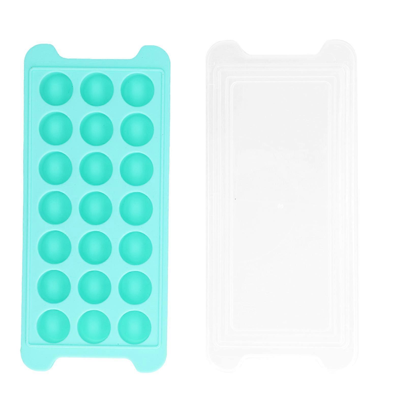 21-Grid Ice Cube Tray, Flexible Silicone Ice Cube Maker Mold with Removable Lid for Home Kitchen Use, Green