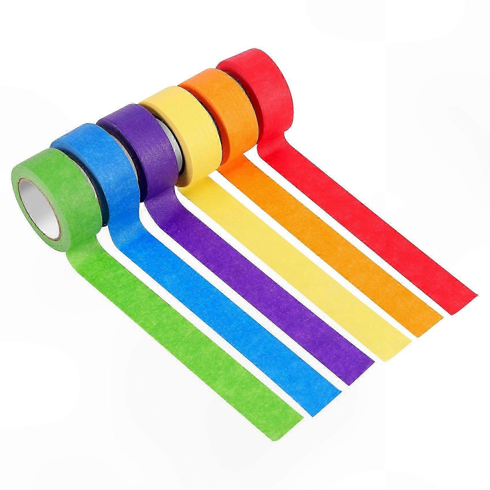 6-Roll Set of Colorful Masking Tape for Crafting, Labeling, and Coding - 1 Inch x 13 Yards Each Roll