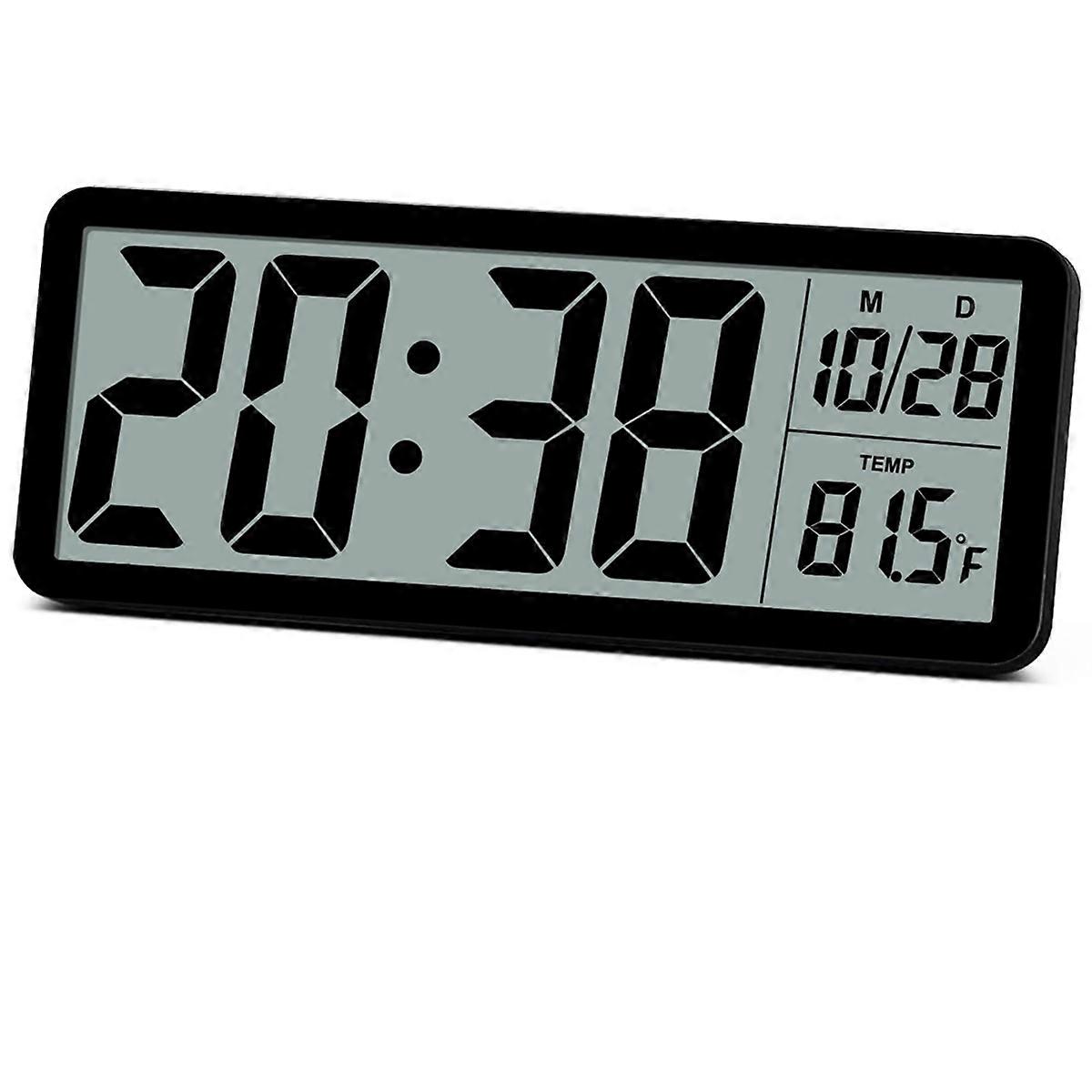 Digital LCD Wall Clock Easy to Set,8.5 Inch LCD Screen with Time/Date/Temperature Display,for Bedro