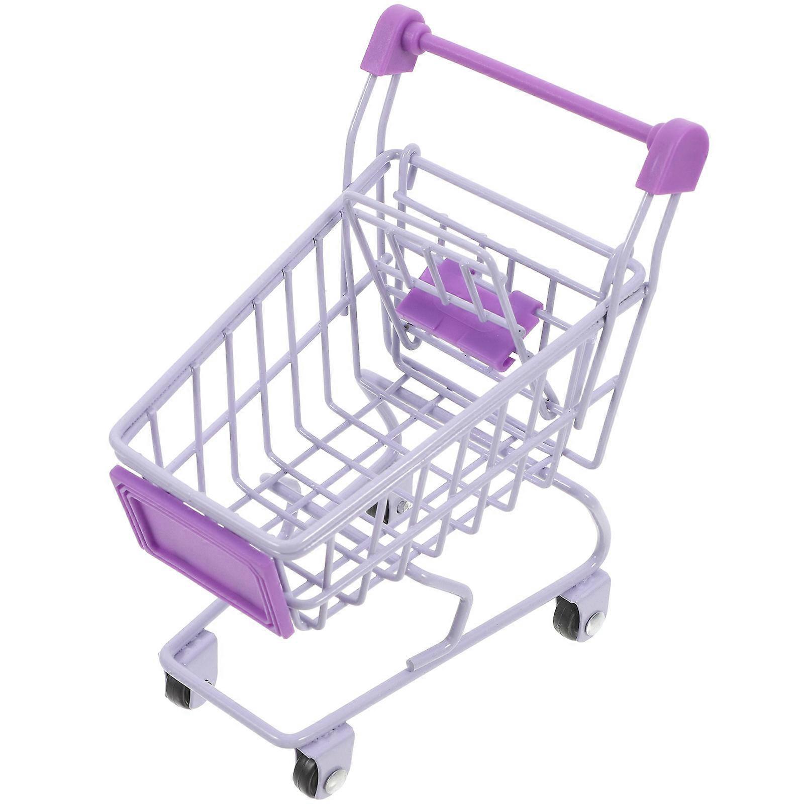 MLINS Simulation Shopping Cart Toy 1 Set Miniature Desk Decor Mini Shopping Cart Toy