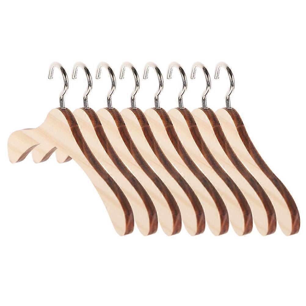 Mini Wood Hangers Miniature Doll Clothes Hangers for Display 8Pcs Set