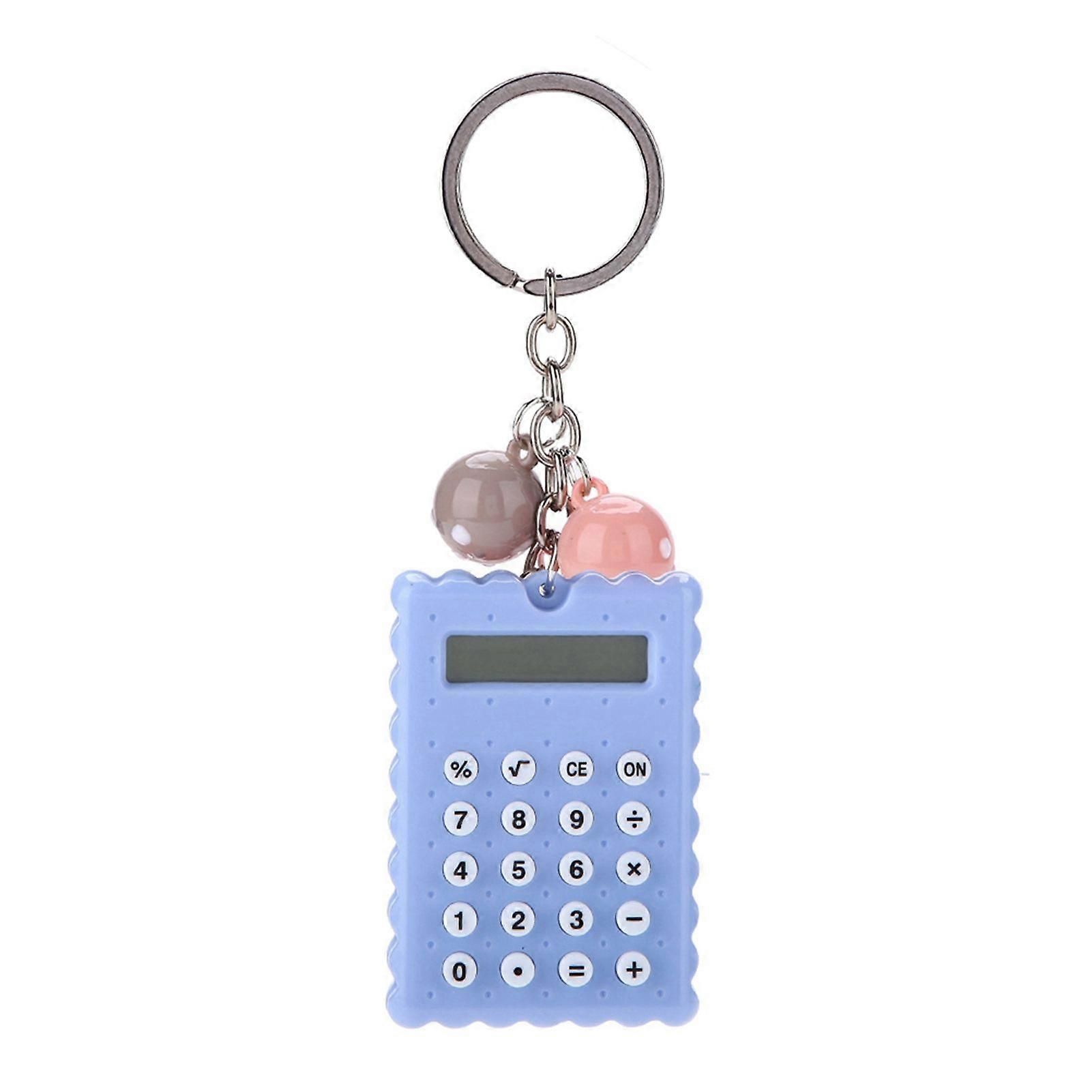 Mini Portable Cute Cookies Style Key Chain Calculator Candy Color Pocket Calculator (Blue)