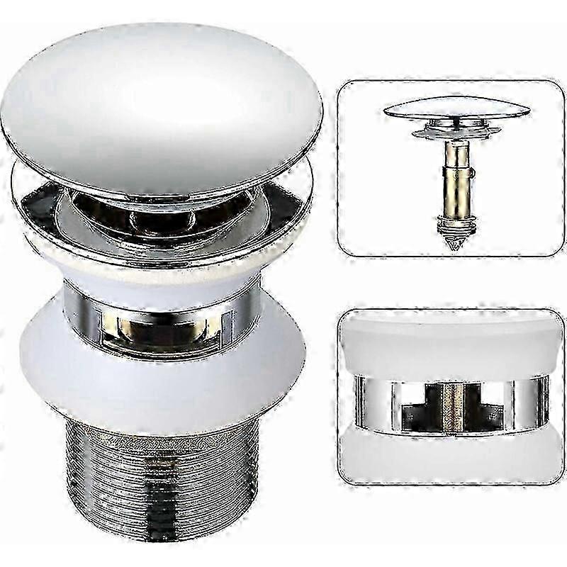 XHX Universal Sink Drain with Automatic Pop-Up Overflow Push Open C...