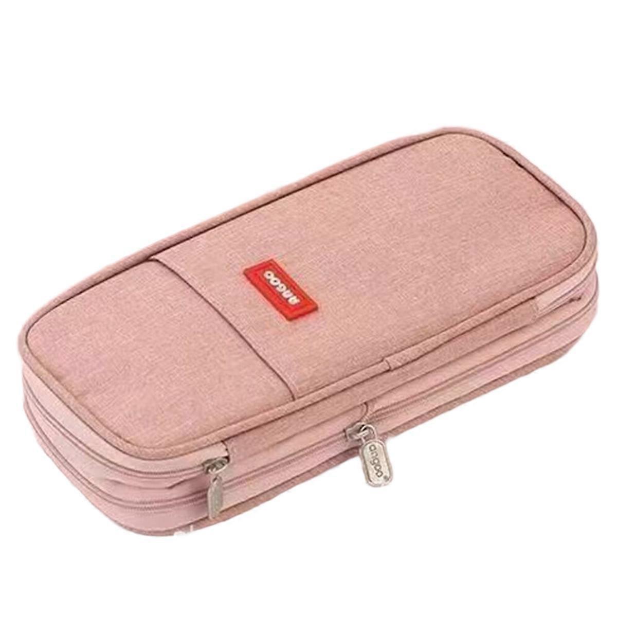 Solid Pencil Case High Capacity Stationery Pen Holder Bag School Student Glue Ruler Eraser Box Gift Organizer Pink