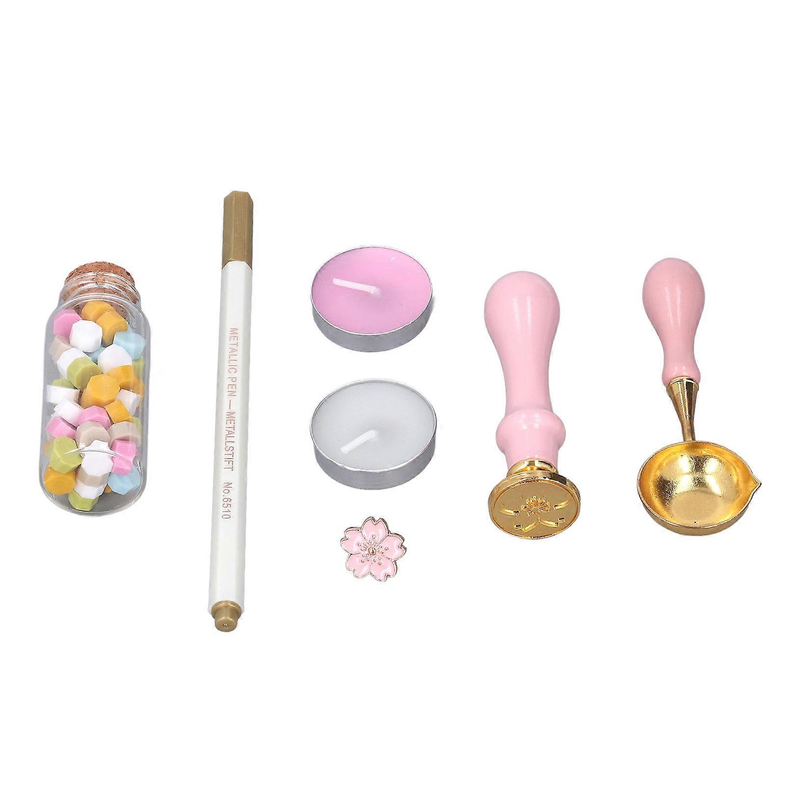 Sealing Stamp Kit with Macaron Color Wooden Handle, 20.9cm Retro Style