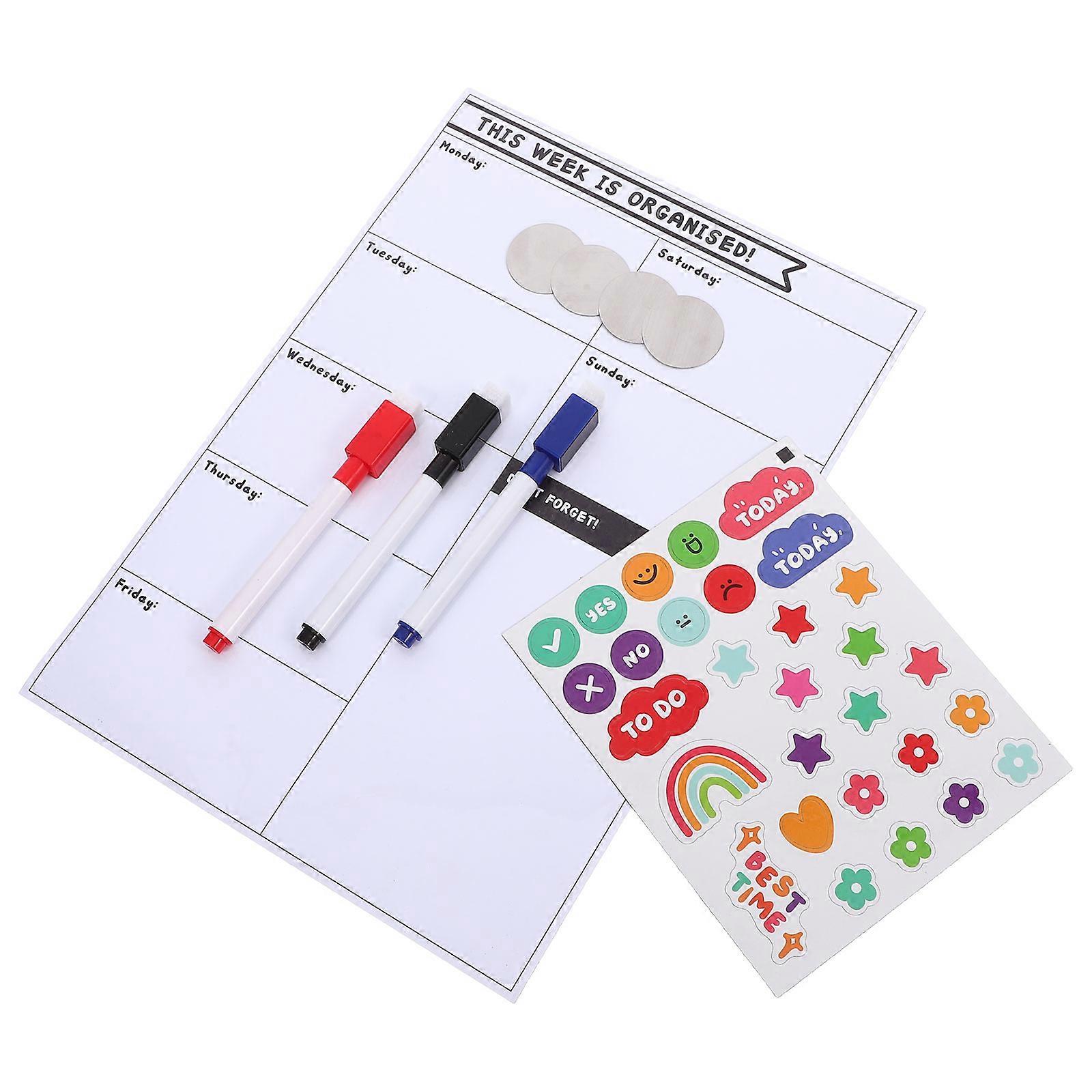 Magnetic Weekly Planner Children Task Chart For Home Use Minimalist Appearance 29.00X20.00X0.10CM Erasable Design 1 Set