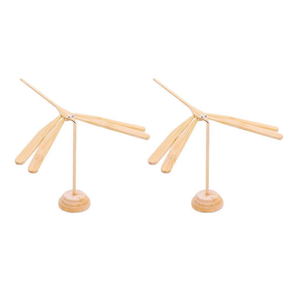 2pcs Dragonfly Learning Prop Wooden Toy Scientific Display Model for Friends and Family