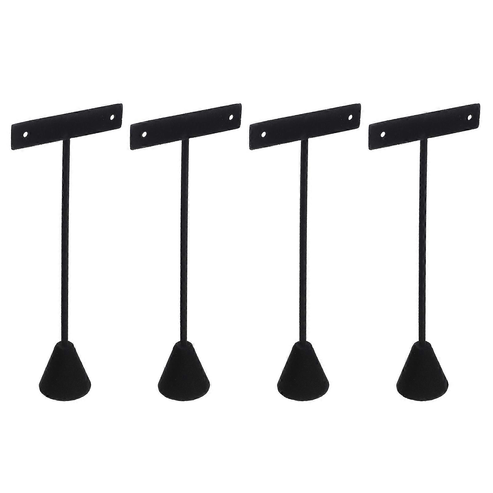 Earring Display Rack T-Shaped for Home Use Black Made for Display 4Pcs