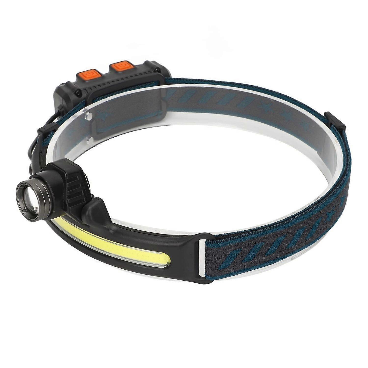 Rechargeable Headlamp, COB Floodlight Headlamp Multifunction Switch Power Prompt for Running for Outdoor Fishing(Black)
