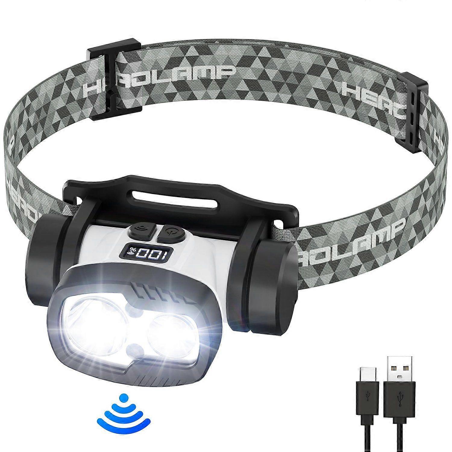 Rechargeable LED Headlamp Flashlight, 1500 Lumen Headlight with 9 Modes, Motion Sensor Head Lamp Camping Essentials Gear, Waterproof Head Light Flashl