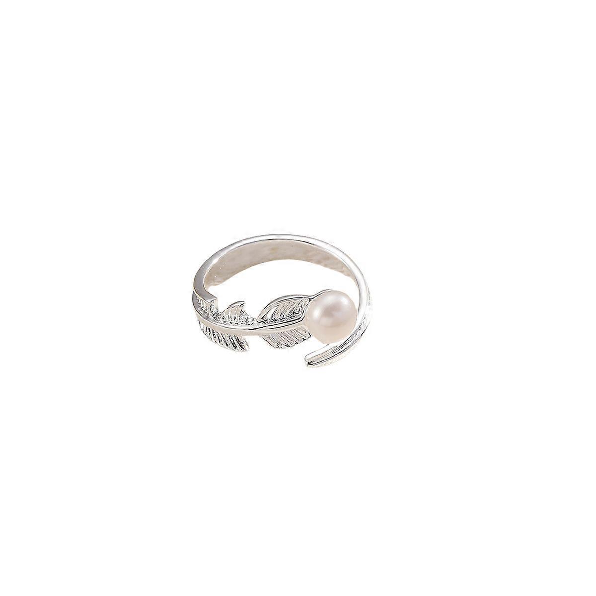 Copper Plated 18K True Gold Inlaid Freshwater Pearl Ring Women's Simple Color-free Ring-Sliver