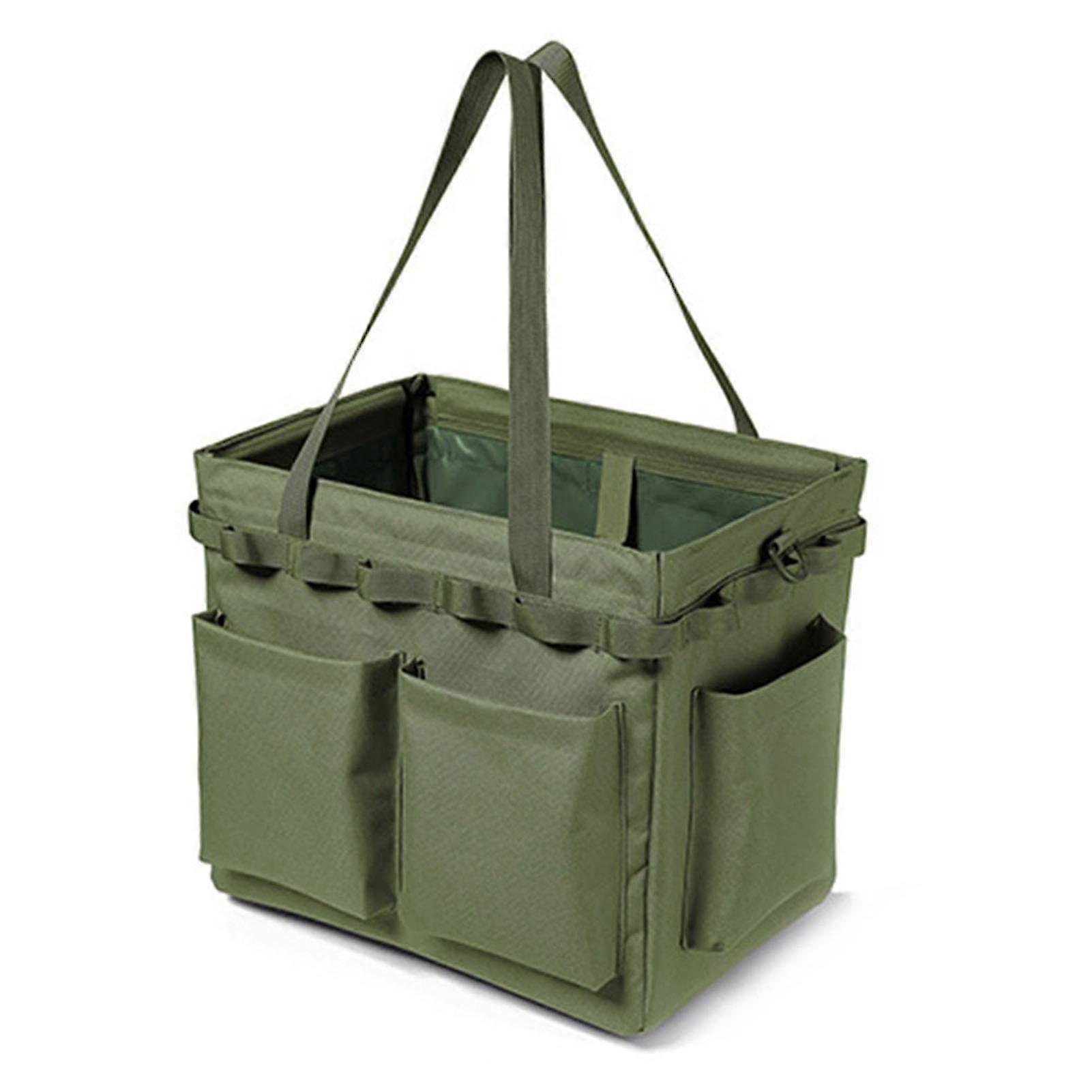 Outdoor Folding Storage Box Camping Storage Tool Bag Large-Capacity Handbag(Army Green)