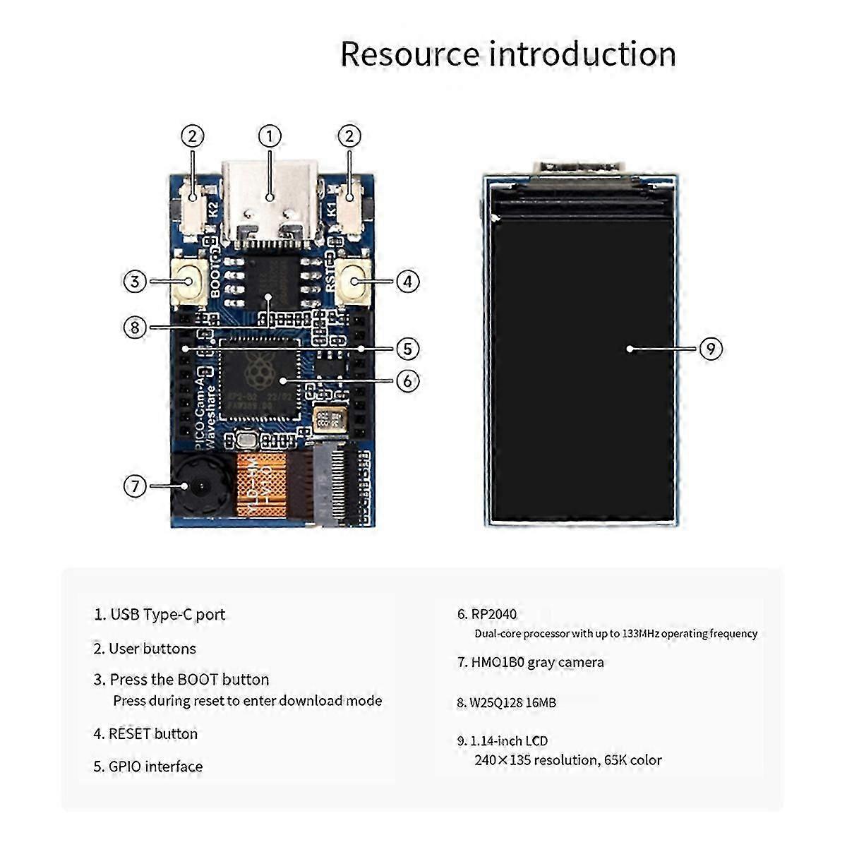 RP2040 Development Board with 1.14 Inch LCD Display for
