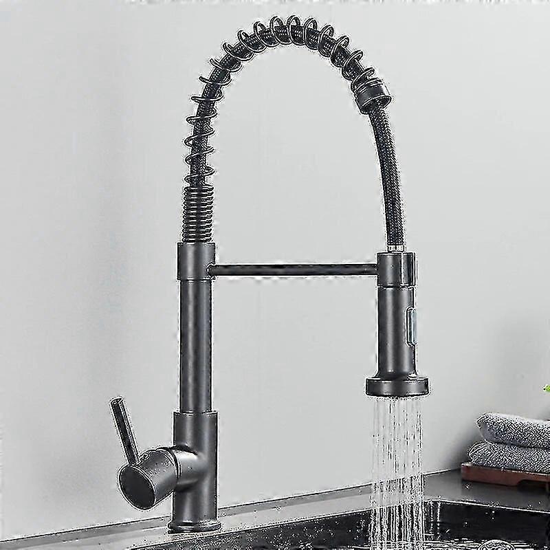 Brushed Gold Kitchen Faucet with Pull Down Spray, Single Handle Mixer Tap for Hot & Cold Water - 360° Rotation