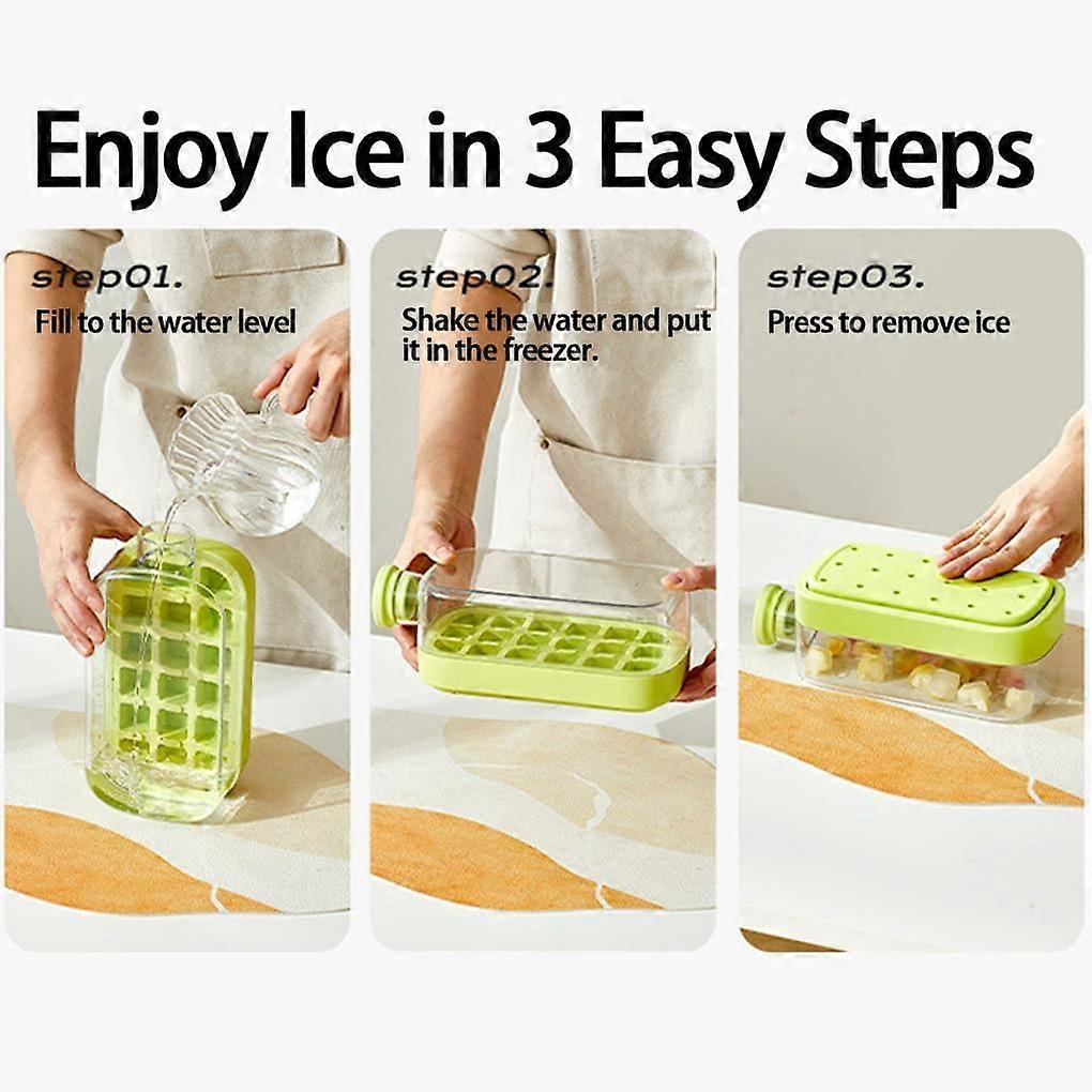 Ice Grid Kettle ABS 800ml Portable Bottle Maker With Straw Lid Green Includes Handy Cups