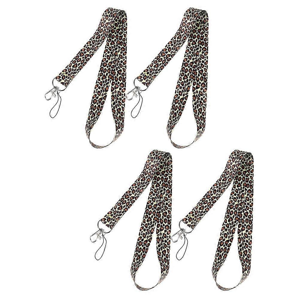 Id Cards Hanging Ropes for Hanging Use 4Pcs Leopard Phone Straps