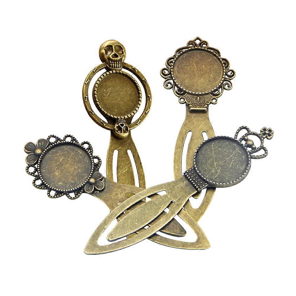DIY Pendant Trays Alloy Pendant Bases for Decoration 4Pcs Light Brown Metal