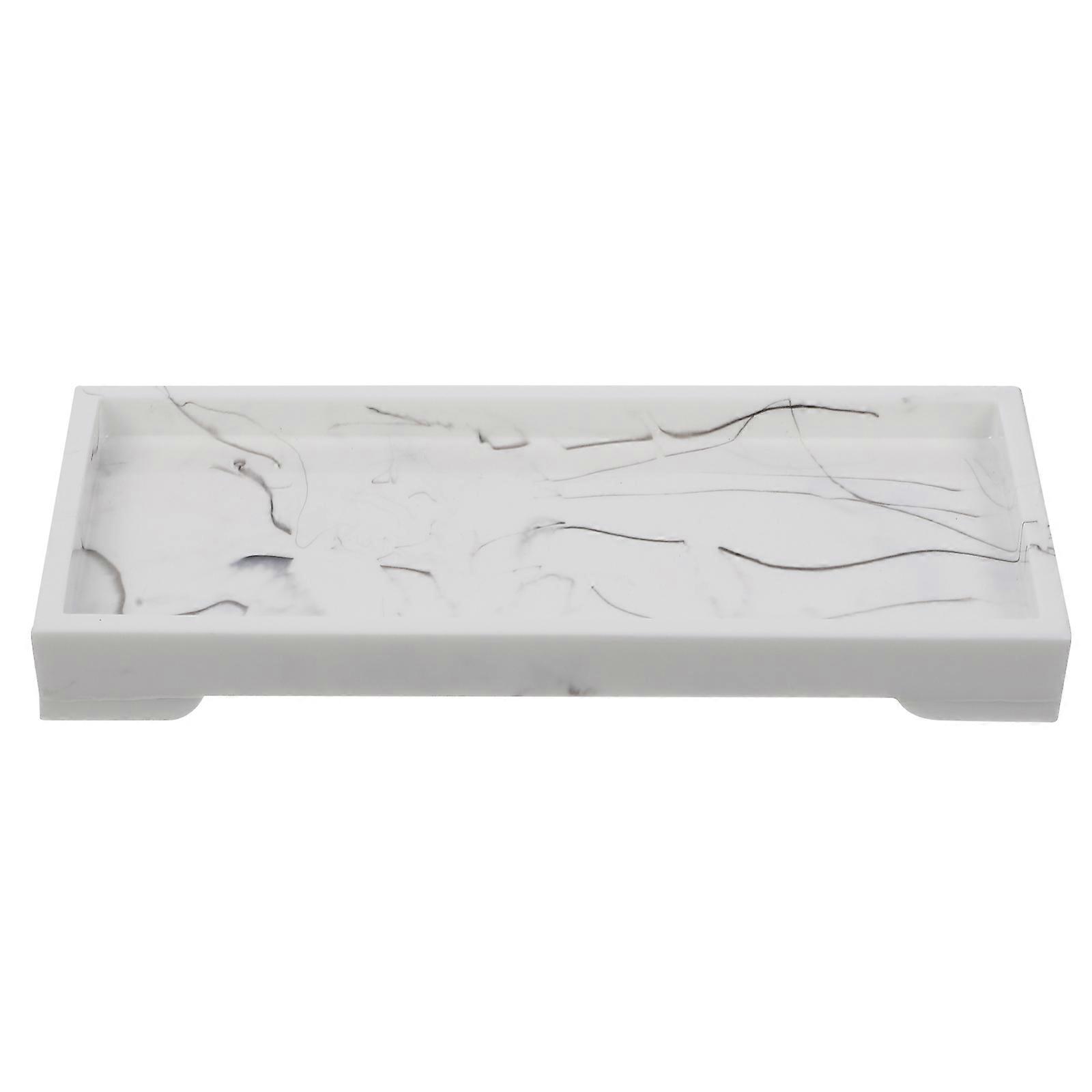 White Marble Pattern Bathroom Storage Tray for Home 1Pcs