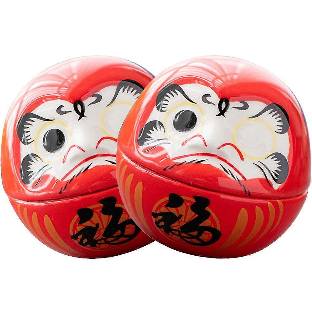 Ceramic Doll for Decorating 4Pcs Red Japanese Desktop Ornaments