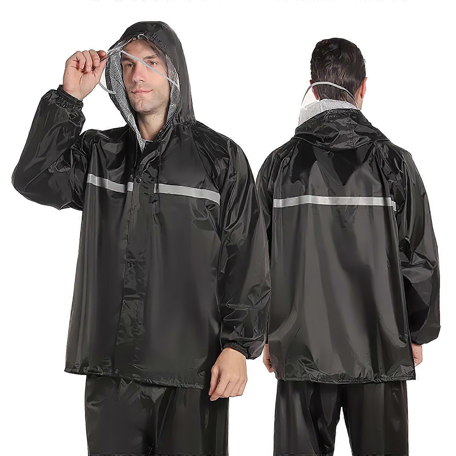 Raincoat For Women Waterproof Rain Jacket And Trousers Set In Black L 108X76X1CM 1 Set