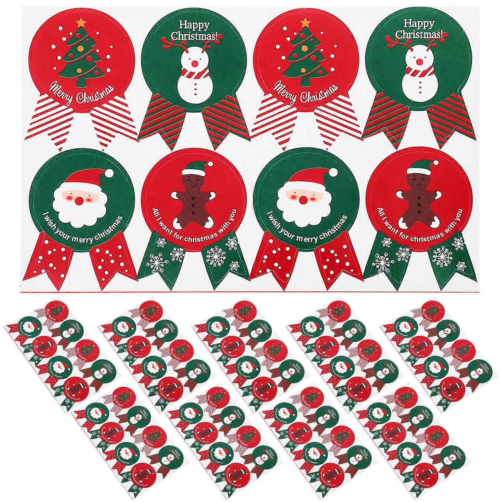 Christmas Envelope Seal Stickers for Decoration 60Pcs Assorted Color Paper Labels