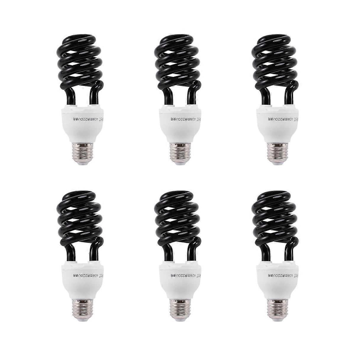 6X E27 40W UV Ultraviolet Fluorescent Blacklight CFL Light Bulb Lamp 220V Shape:Spiral Wattage Volta