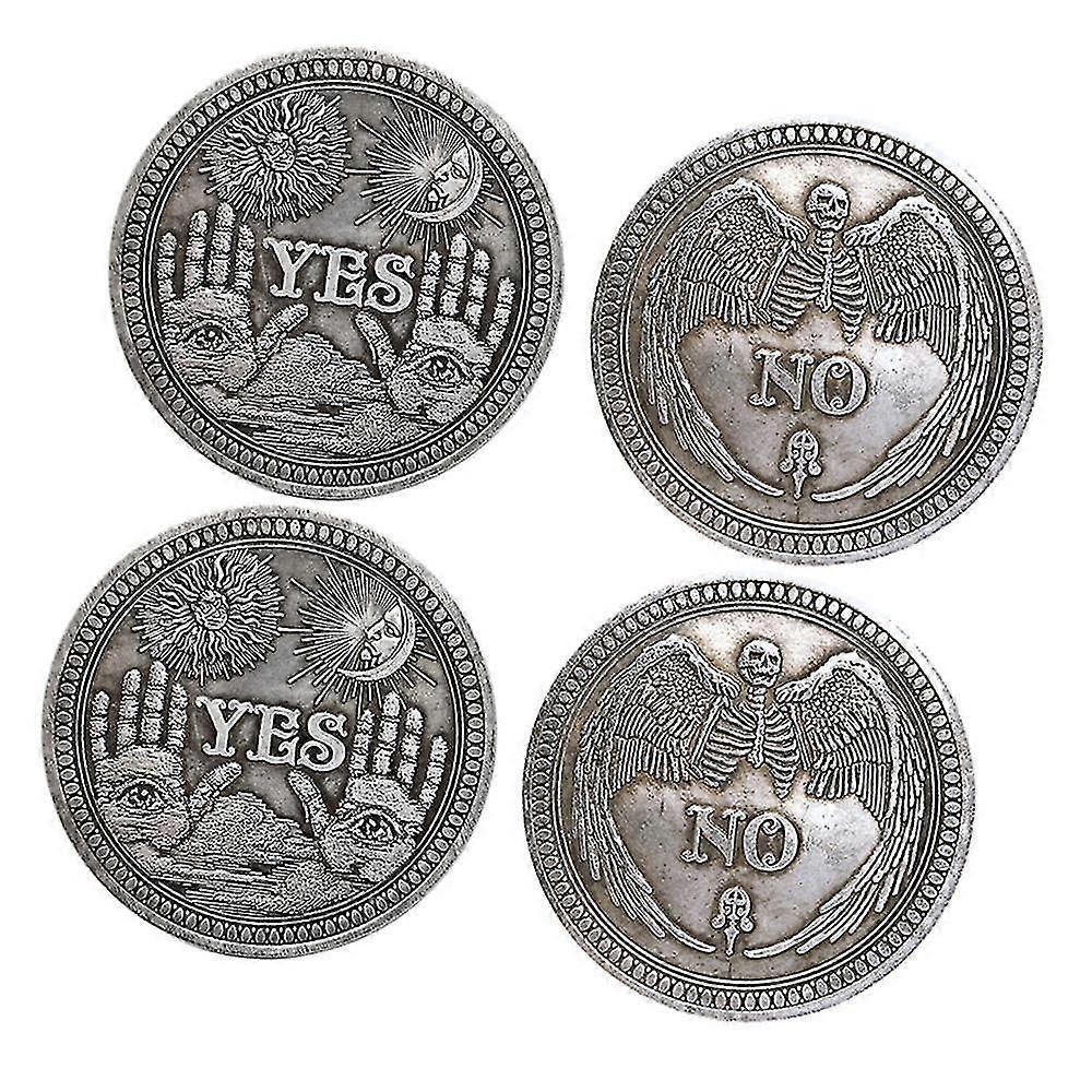 4x Yes/no Decision Coin Silver Plated Collecting Business And Holiday Gifts