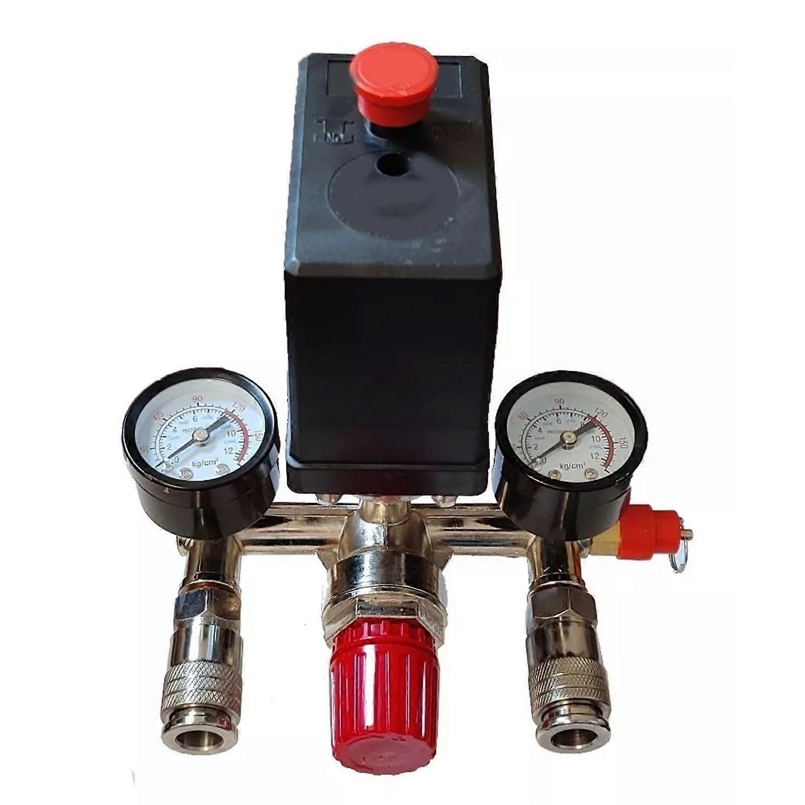 Air Compressor Pressure Switch with Dual Gauge Pump Pressure Control Valve Parts Assembly 220V 380V