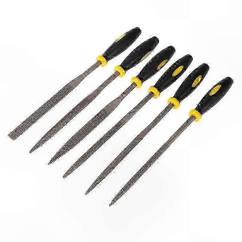 6-Piece Mini Wood Rasp Set with Comfort Grip Handles, 140x3mm Woodworking Tools for Precision Crafting