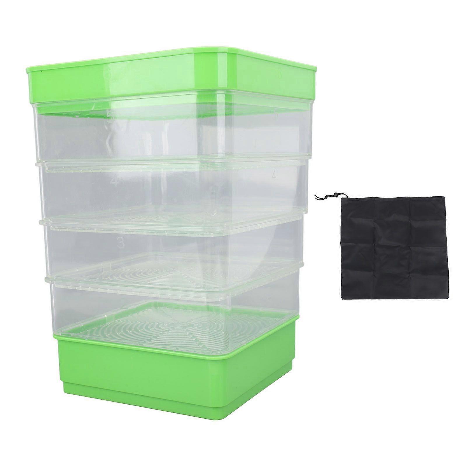 Stackable Sprouter Kit 4 Tier Space Saving Multipurpose Micro Vegetable Growing Tray for Bean Sprouts Microgreens Without Sunshade
