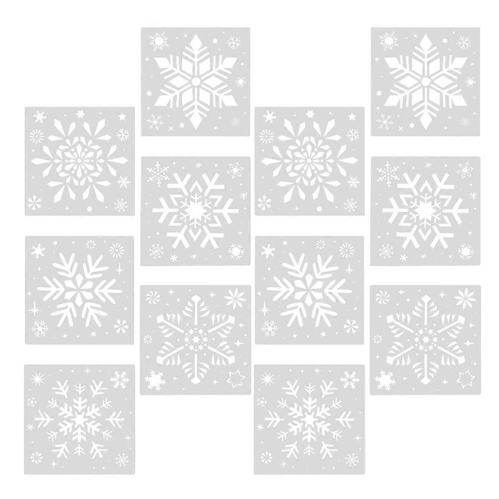 8Sets Christmas Snowflake Stencils for Painting White Durable Painting Tools