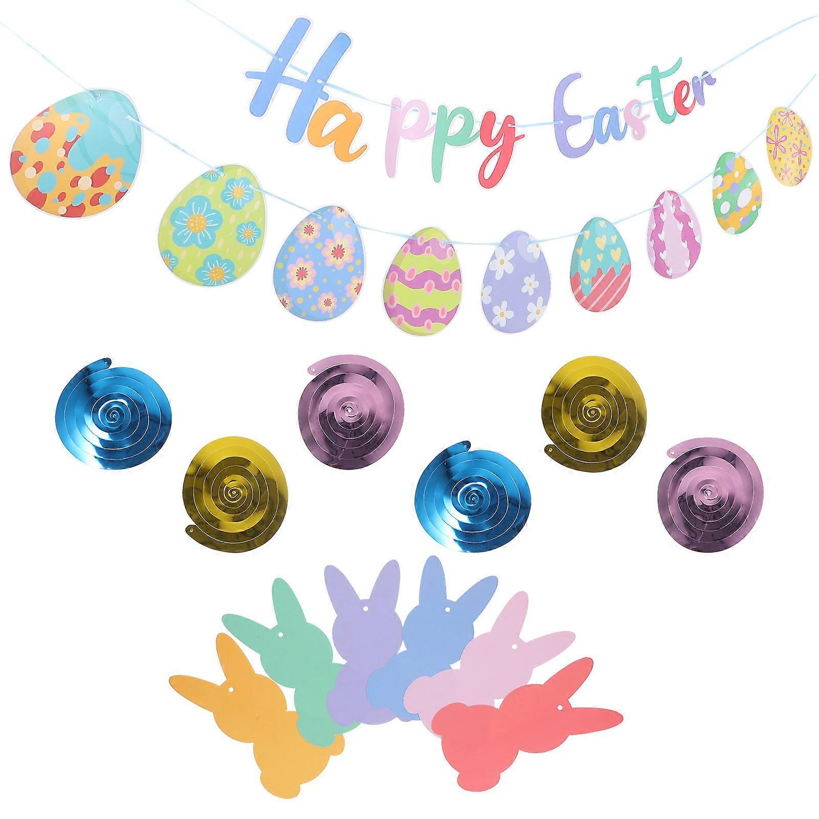 Easter Decorations Bunting Banner for Decoration 3Sets Colorful Paper PVC Material