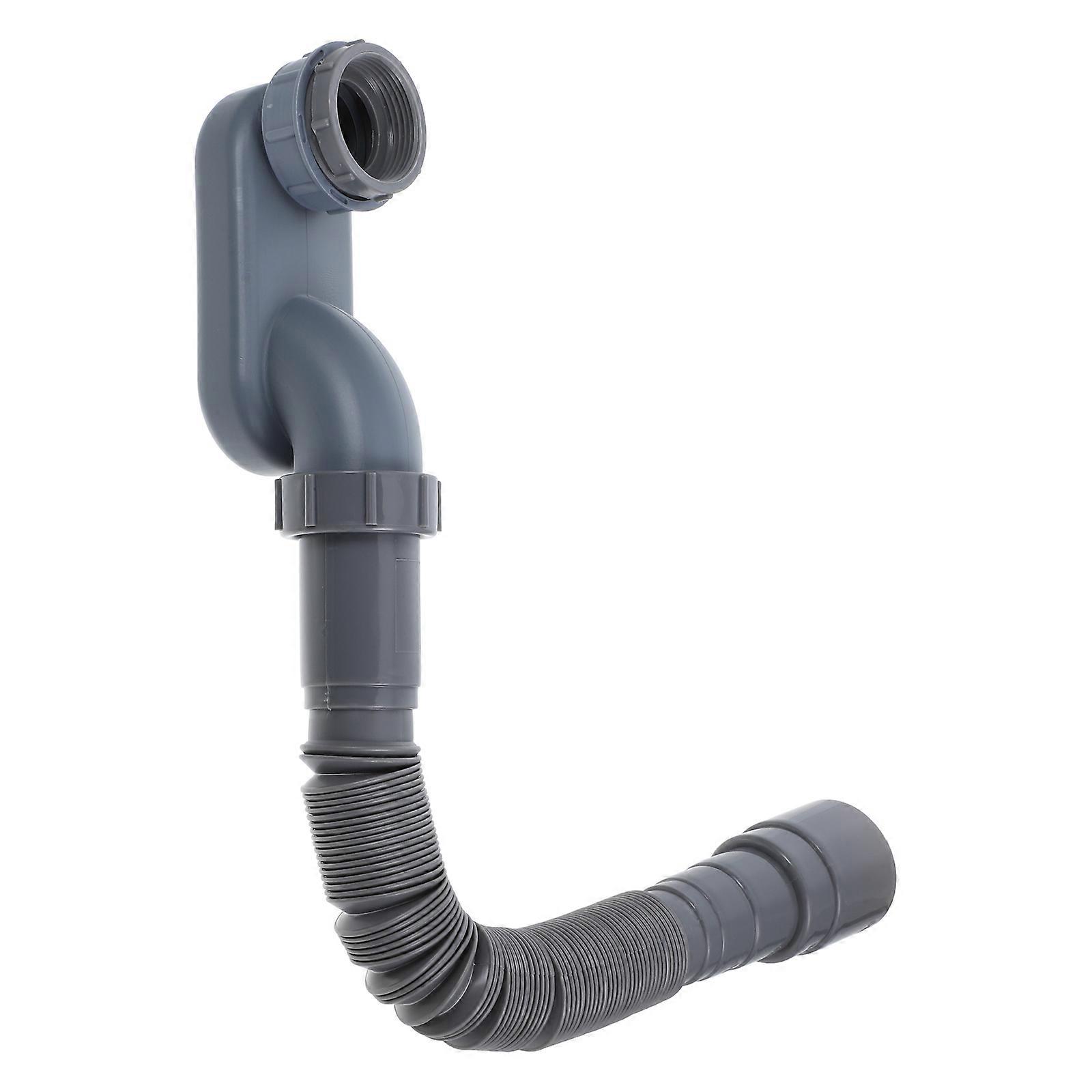 Flexible Drain Pipe Sink Drain Pipe for Odor Prevention 2Pcs Grey PP