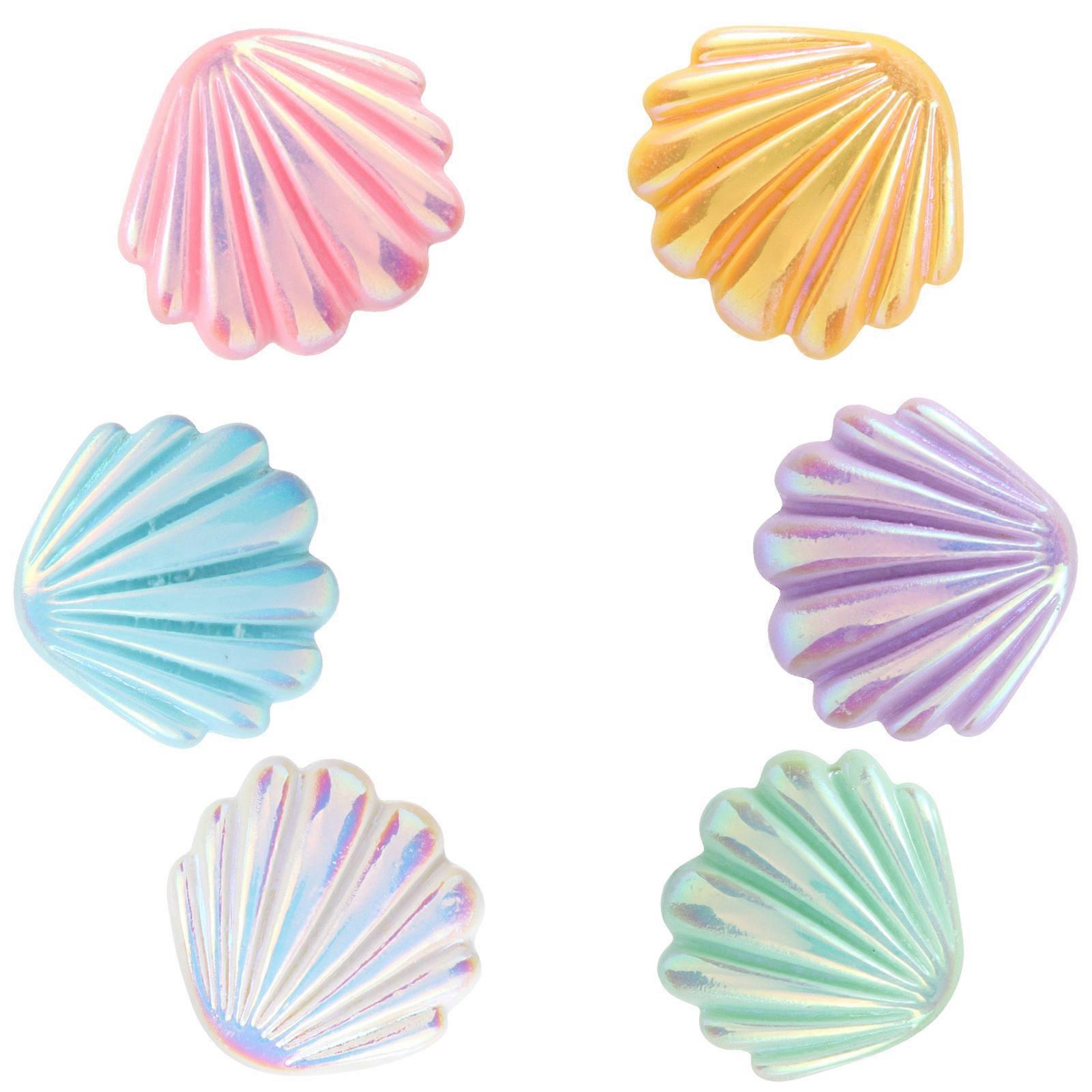 Beach Refrigerator Magnet Sticker Seashell Shape Home Decor Assorted Color Magnetic Fixing 6Pcs