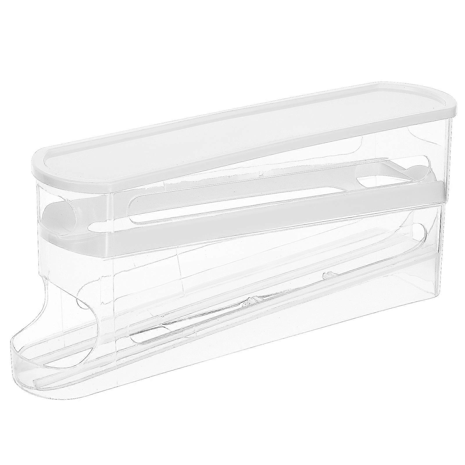 Clear Egg Container for Refrigerator with Auto Rolling Dispenser 4Pcs