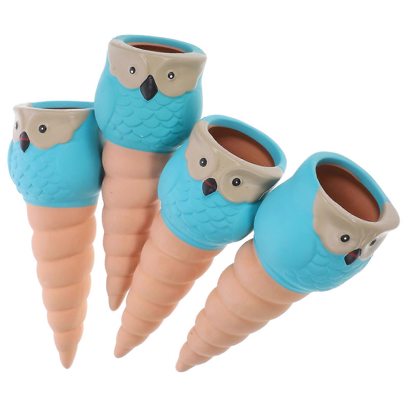 12 Pcs Decorative Owl Shaped Watering Globes For Home Gardening Automatic Watering Devices Sky-Blue