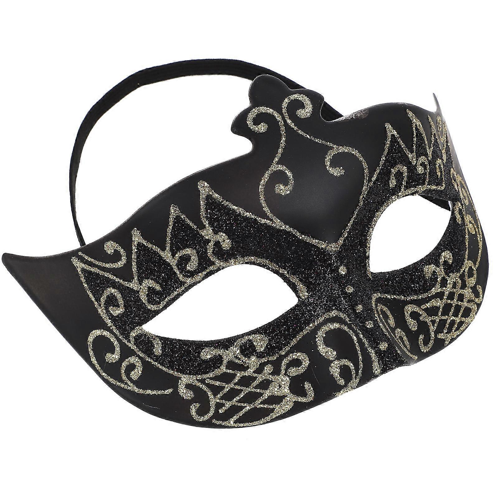 Unique Design Masquerade Mask 3Pcs Half-Face For Stage Performance Men Lightweight Black Plastic