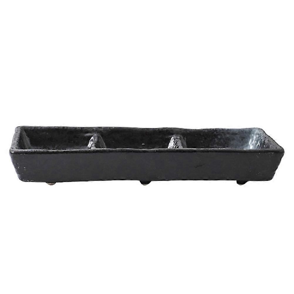 Ceramic Three Grid Sauce Plate for Kitchen Use 2Pcs Sauce Dish