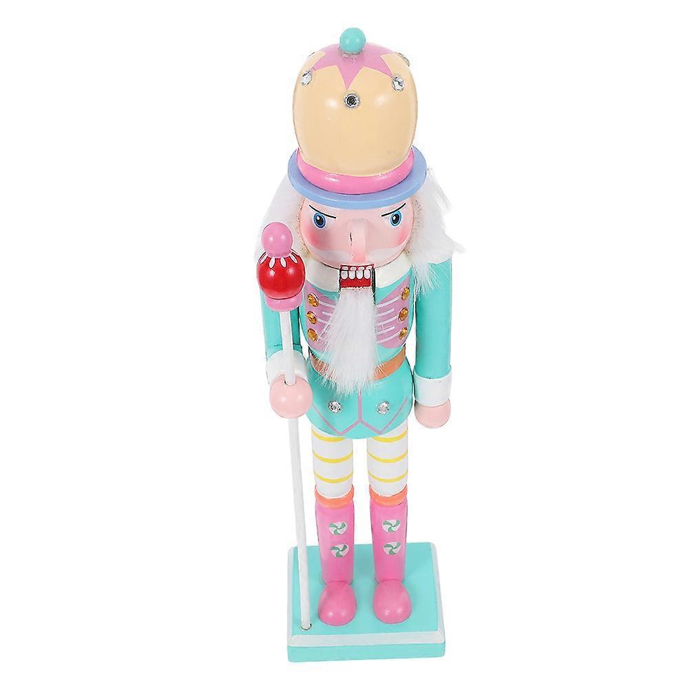 Wooden Soldier Nutcracker for Decoration 2Pcs Macaron Colored Desktop Ornament