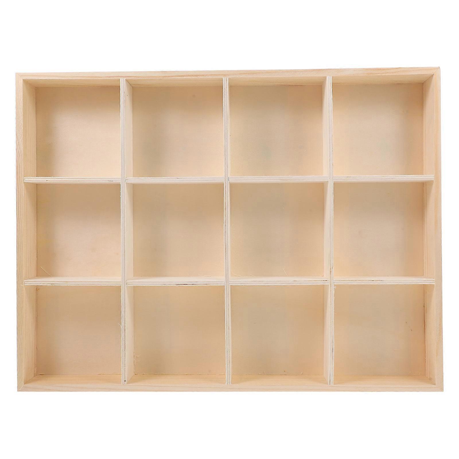 Rectangular Wooden Organizer For Workspace And Vanity Storage With Elegant Design Multi-Compartment 2Pcs