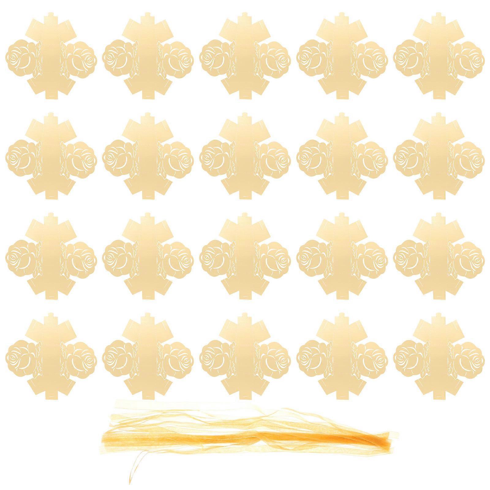 Rose Shaped Storage Boxes for Wedding 20Pcs Golden Paper Candy Cases