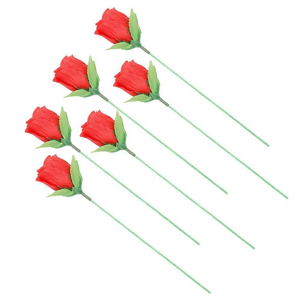 Gimmick Rose Stage Rose Performance Prop for Home 6Pcs Green Plastic