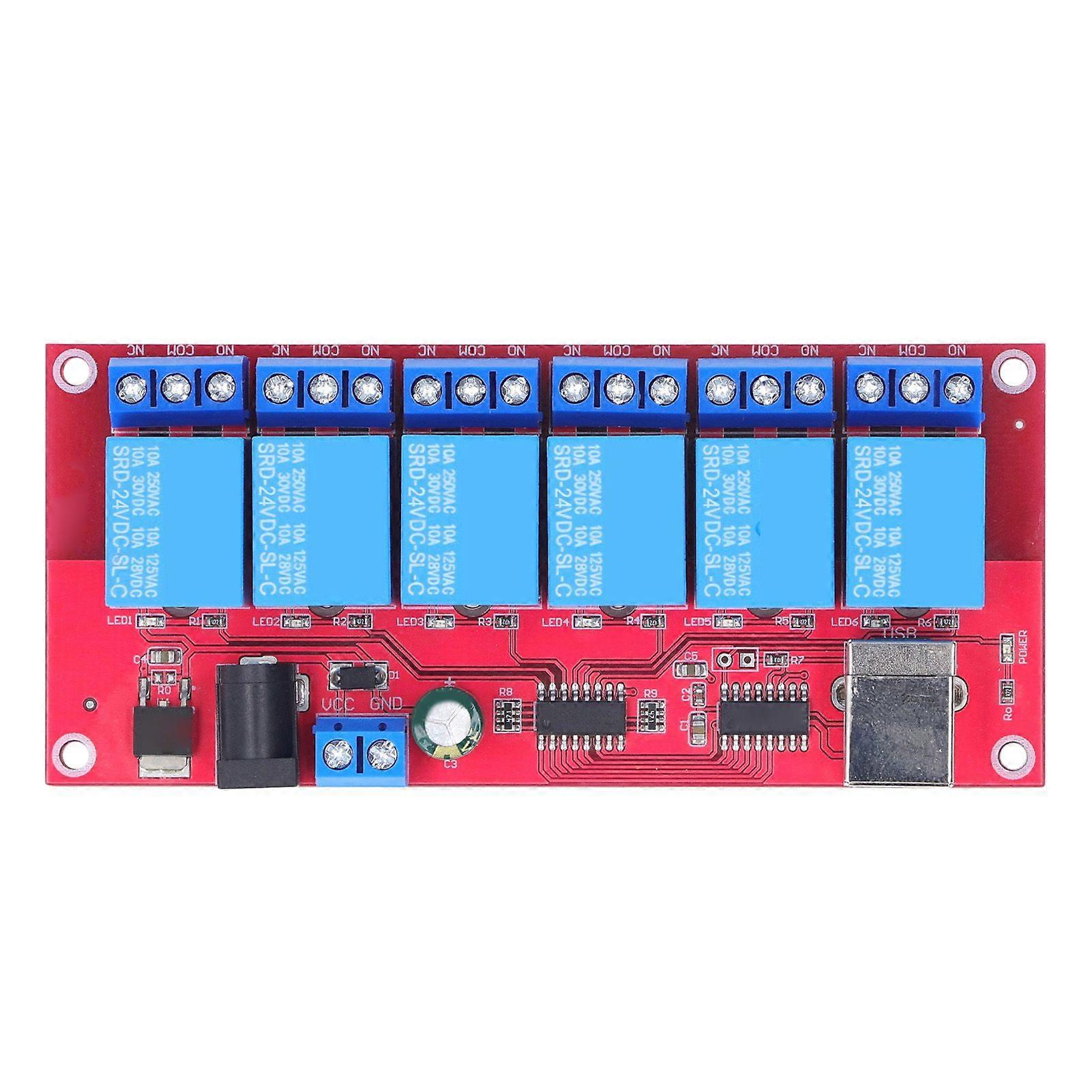 High quality 6-way USB relay module HID free drive USB relay computer control