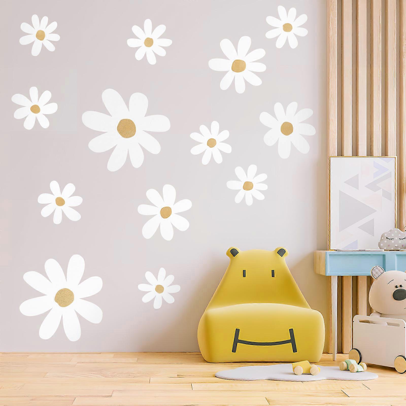 48 Sheets Daisy Wall Decals for Decor PVC Material Peel and Stick